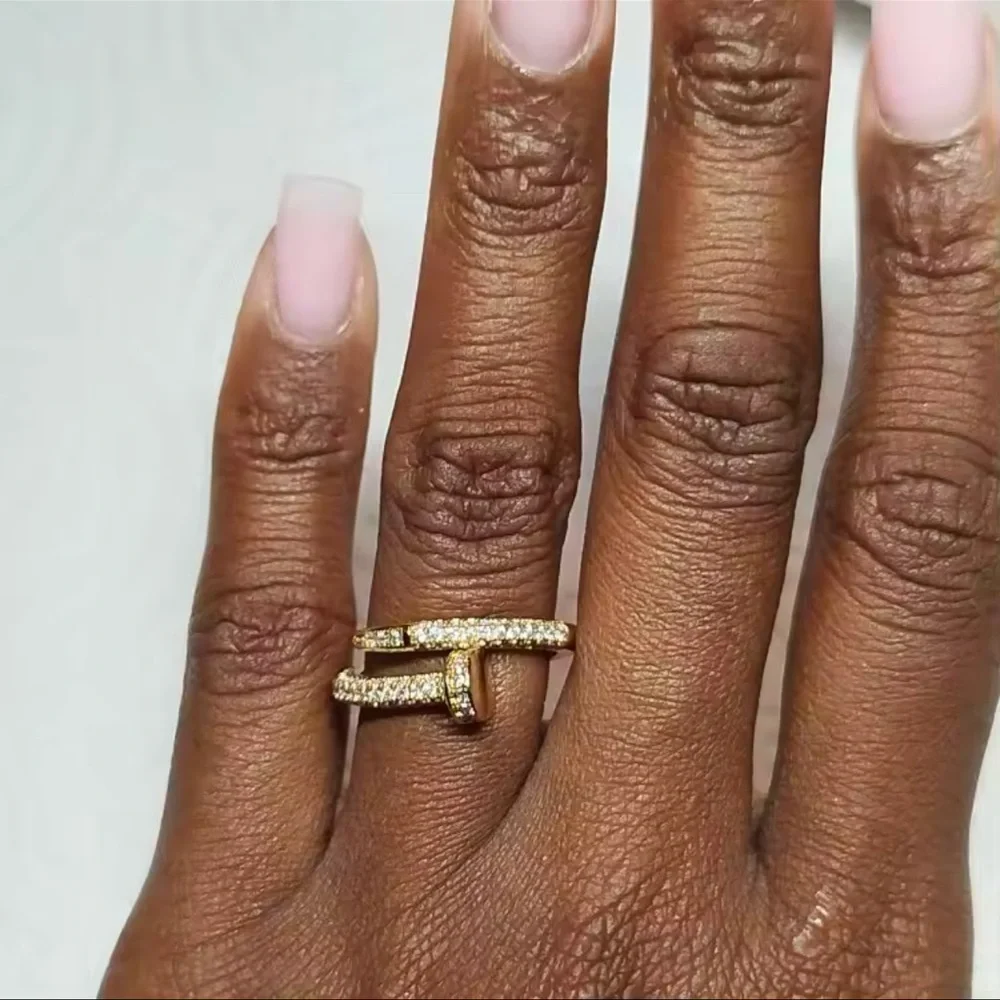 Juste Un Clou Nail Gold Zirconia Ring